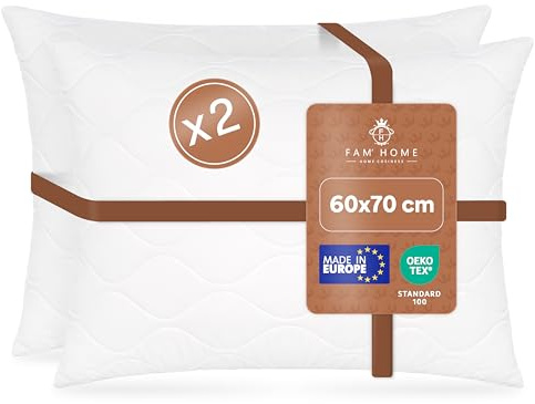 Kissen 60x70 2er set – weich & atmungsaktiv – schlafkissen allergiker geeignet – kopfkissen 60 x 70 waschbar bei 95 °C – OEKO-TEX® zertifiziert – Mikrofaser Hülle – Faserbällchen Füllung – Made in EU