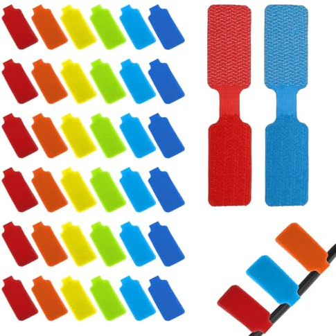 36 Pcs Multi-Color Cable Labels Write On Cord Labels Self Adhesive Wire Label Cord,cabletags,Cable Label Tags Write on,Cable Markers, Management and Identification6 Colors