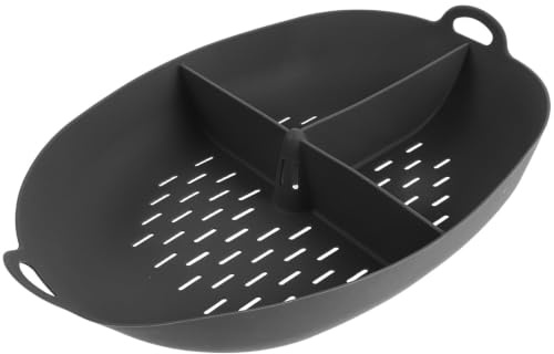 MOKKHNB Cestello per cottura a vapore in silicone: ciotola a 3 scomparti per la cottura a vapore di verdure e ravioli, antiaderente e resistente al calore, compatibile con TM7.