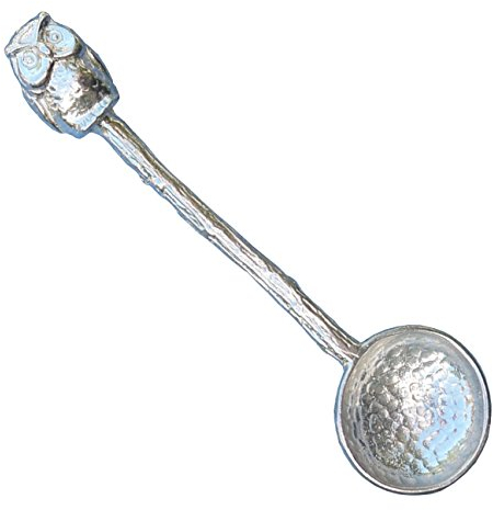 Kiwi Cuillère à Sucre Chouette, Fait Main en Etain Fin - Fabrication Française