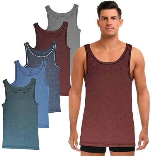 SGS Lot de 5 Debardeur Homme - Maillot de Corps 100% Coton - Toutes Tailles Disponibles - Lot de Marcel Homme Blanc & Noir ou Multicolore