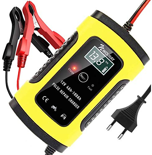 NWOUIIAY Chargeur de Batterie Auto 6A / 12V Chargeur de Batterie Intelligent LCD Écran avec Protections Multiples Type de réparation pour Voiture Moto ou Bateaux
