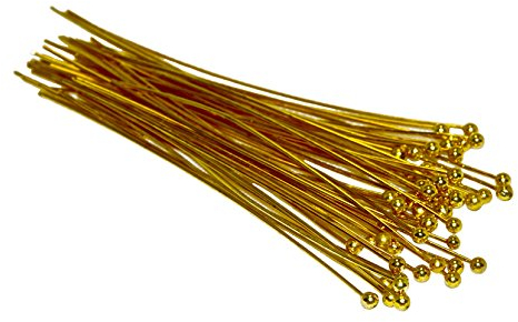 Geralin Gioielli 10 Stück Gold Kettelstifte Nietstifte Kopfstifte Prismenstifte mit Kugel 60x0.5mm