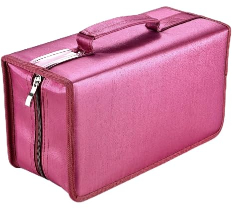 UENTIP CD Aufbewahrung,160 Kapazität Nylon CD Taschen Aufbewahrung CD Mappe,cd Buch aufbewahrung für Auto Home Travel (Rot)