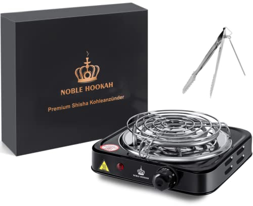 NOBLE HOOKAH Chicha Allume Charbon de Coco Électrique, 1000W Briquet Plaque Chauffante, Portable Plaque de Cuisson, Brûleur, Grille à Charbon Incluse