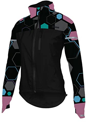 Sikma WOMEN GIRLS CYCLING JACKET LADIES RAIN COAT FEMALE WATERPROOF WATER RESISTANT JACKET RUNNING CASUAL TOP OUTDOOR … (Black, L)
