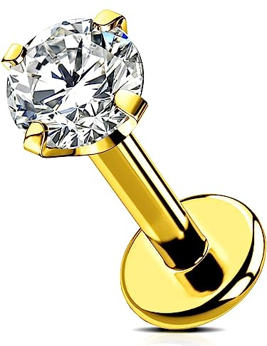OUFER Corpo Piercing Titanio Internamente Barre Labret Stud Piercing 6mm/8mm/10mm/12mm Helix Orecchino 16G Orecchino Tragus Piercing Gioielli Oro Tragus Helix Conch Lip Piercing Barre