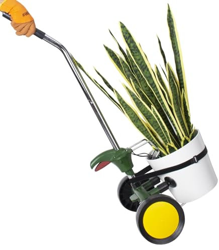 EZwoks Adjustable Plant Dolly with Wheels, Heavy Duty, Black, Fits Pots 8 to 30 High, Max 165 Lbs Weight Capacity, Garden/Living