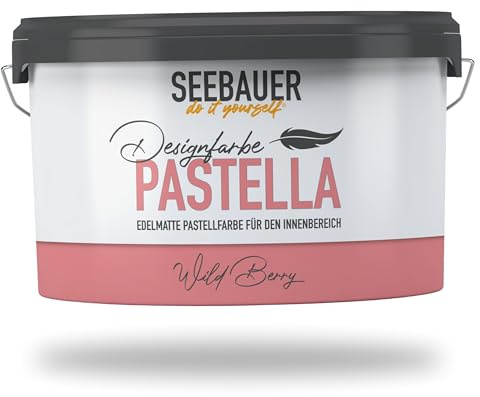 SEEBAUER diy Pastellfarbe PASTELLA Rot 2,5L (Wild Berry) Edelmatte Wandfarbe Rot - Innenfarbe sehr hohe Deckkraft - Matt, Abwaschbar und Tropffrei