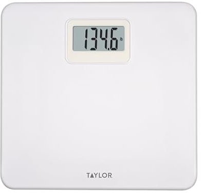 Taylor Digital Plastic Bathroom Scale, Scale for Body Weight, White