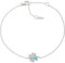 Amen Bracciale da Donna Collezione Quadricuore. Gioiello in Argento 925 con placcatura in rodio e zirconi Bianchi e Acqua Marina. Lunghezza: 16 + 3 cm. La referenza è: BRQUBAC.
