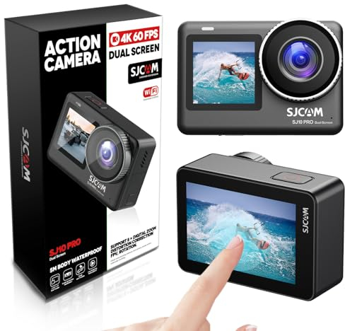 SJCAM SJ10PRO 4K60FPS 2.33'' Touch Screen 170° FOV 6-aixs Stabilization Action Camera, 5m Body Waterproof Underwater Camera,2.4Ghz/5Ghz Sports Camera