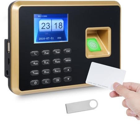Bisofice A2 Rilevatore Presenze Dipendenti, Timbratrice Presenze con Scansione impronte digitali e RFID Password, Timbracartellini Prompt Vocale, Display da 2,4, Italiano