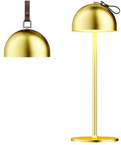 DEELUX Lampe de Table Sans Fil Rechargeable,Hauteur Réglable Métal Lampe de Table avec USB-C,3000K Blanc Chaud Dimmable LED pour l'intérieur et l'extérieur,or,1Pcs