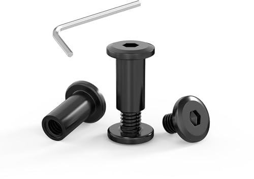 20 Tornillos de Conexión, Tornillos Para Muebles, Tuerca de Manguito M5x16, Tornillos de Manguito, Acero Inoxidable A2 V2A, Óxido Negro, Conector de Armario con Llaves Hexagonales