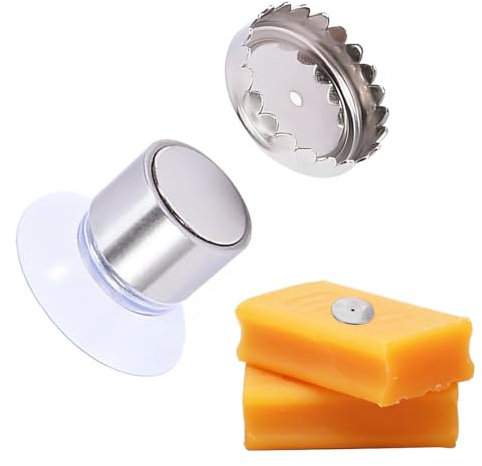 SIRLOMU 1 pcs Magnet Saugnapf Seifenhalter Premium Qualität Einfaches Design Starke Befestigung Edelstahl Wandhalterung Ohne Bohren (Bad, Küche)