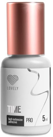 LOVELY Wimpernkleber TIME - schneller Kleber, Trocknungszeit 0,5 Sek. bis zu 8 Wochen Halt, Hypoallergen - Wimpernkleber für Wimpernverlängerung geeignet für Studios & Fremdanwendung - 5ml Schwarz