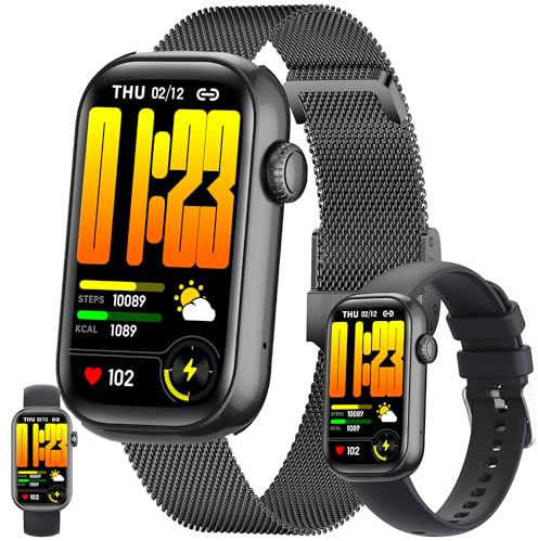 1,47 HD Smartwatch 200mAh Batteri, Fitness Tracker Pekskärm, Smartklocka Kvinnor Sömnmonitor 123 Sportlägen Sportklocka Fitnessklocka Armbandsur för Android IOS (Svart)