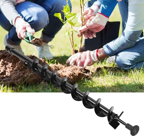 Earth Auger Drill Bit, Manganese Steel Garden Post Hole Digger 60x800mm Single Blade, Heavy Duty Hole Digger for Fencing, Planting, Soil Turning & Irrigation, Compatible with Cordless Drills
