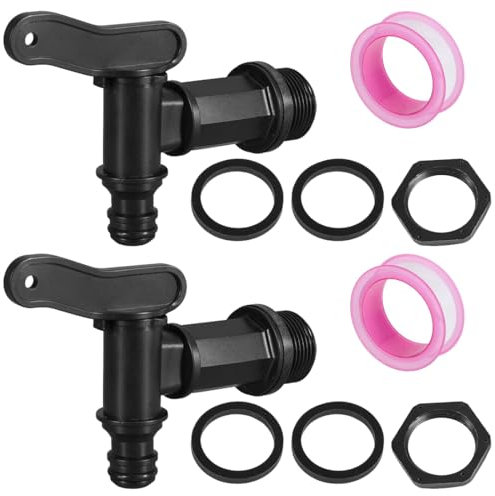 GGUFAY 2 Pièces Robinet Cuve Plastique, Robinet Exterieur Jardin, Robinet Recuperateur Eau de Pluie 3/4,avec Écrou de Contre-Écrou et Ruban D'étanchéité pour Maison Jardin Irrigation