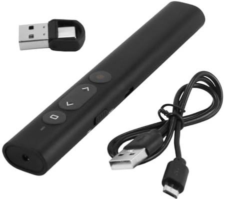 Gorise Presentador 2 En 1 USB Y Tipo-C. Puntero Inalámbrico Para Presentaciones Con Hipervínculo Y Control De Volumen. Presentador De PowerPoint Para Windows, Linux Y PowerPoint.