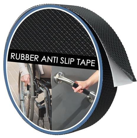 QTMMC Nastro antiscivolo in gomma, ultra sottile, forte adesivo, antiscivolo, impermeabile, per cuscini, maniglie, mazza da cricket, fai da te, presa sicura con texture migliorata (nero, 2,5 cm x 10 m