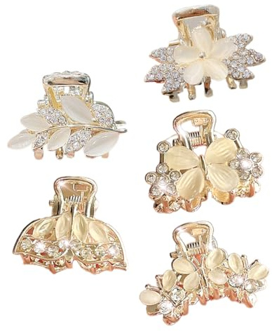 Haarklammer Klein, 5 Stück Metall Mini Haarklammern Klein, Kristalle kleine Haarklammern, Rutschfeste Haarspange Klein, Haarschmuck für Damen und Mädchen (B)