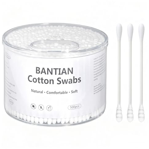 500 Piezas Bastoncillos de Algodón, Bastoncillos Oidos - 100% sin plástico, biodegradable, con dos extremos diferentes