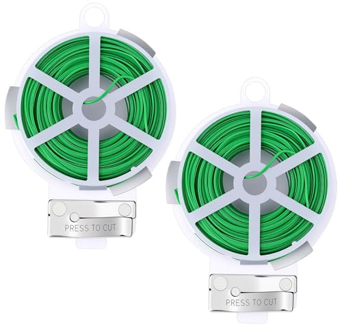 Bewudy 100 m di filo per piante, filo di legatura verde con dispenser e taglierino, morbido filo da giardino, per piante rampicanti, rampicanti, arbusti