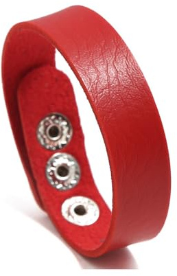 ATEIELLI Pulsera Cuero Negro/Rojo/Naranja Ajustable 16-19cm Estilo Casual Cierre de Presión b600 (Rojo)