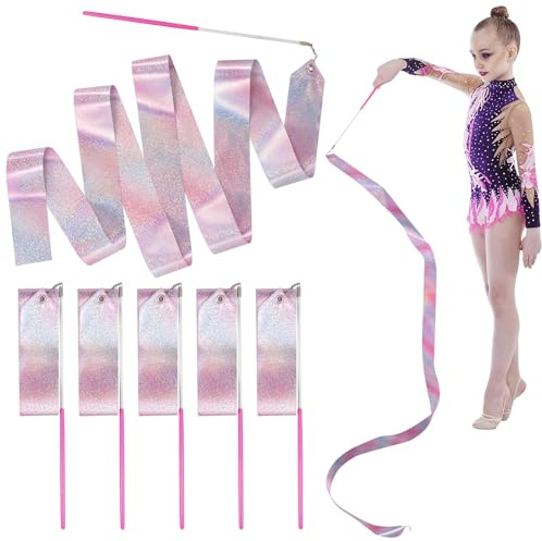 TNTGMG Lot de 6 Bandes de Danse Arc-en-Ciel de 200 cm pour Enfants, Accessoires pour Jeux de fête en Plein air, Bandes rythmiques avec pour Enfants, Filles et Adultes, Spectacles de Talents
