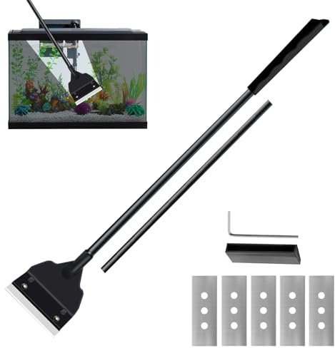 Aihoom 8PCS Aquarium Algae Scraper Tool Set, Glass Scraper 65cm Detachable Handle Fish Tank Cleaner with 5 Replacement Blades, Adjustable Glass Tank Algae Scraper for Aquarium Gravel Cleaning