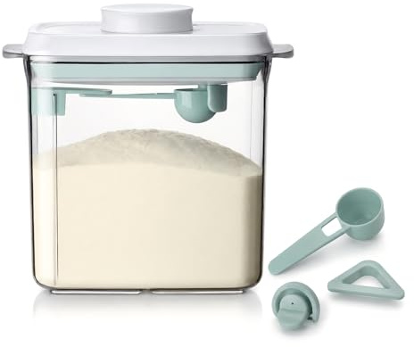 1700ml Baby Milk Powder Dispenser, Airtight Formula Storage Container with One-Touch Press Lid, Scoop & Levelling Scraper, Food-Grade Moisture-Proof Leakproof Food Storage Container