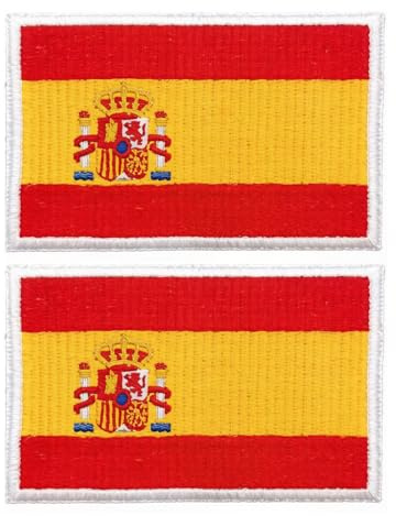 ZEBKEL Parche España Escudo con Cierre Adhesivo, Bandera Bordada España 2 Unidades