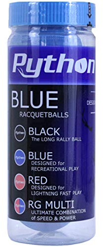 Python Schlägerbälle mit 3 Bällen (Standardfarbe mit Turnierqualität), Blau, 1 Stück