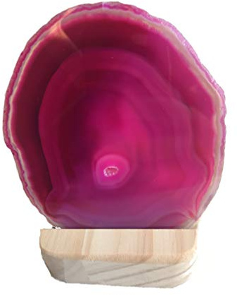 mysale24.de - Lampada in agata con portacandela in legno e pietra, ca. 10-12 cm, 100 g, colore: Rosa