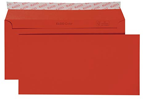 Elco 18833.92 Color Box mit Deckel und 250 Briefumschläge/Versandtasche, Haftklebeverschluss, C5/6 DL, 100g, intensiv-rot, Fenster: nein