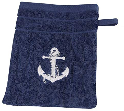 Sea-Club Waschhandschuh Anker blau Waschlappen Baumwolle maritim