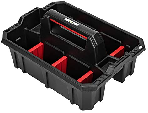 Werkzeugträger Werkzeugkasten Kunststoff schwarz offen Geräteträger leer Garten