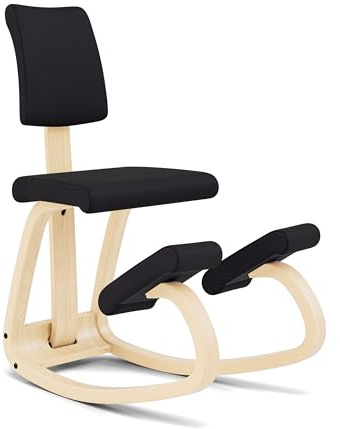 Varier Ergonomic Kneeling Chair with Back Support, Knee Stool for Office | Ergonomic kneeling chair with back support and cushioned seat; promotes active posture at a home or office desk