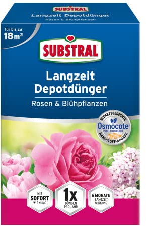 Substral Langzeit Depotdünger für Rosen & Blühpflanzen, 750g, Blühsträucher und Stauden, 6 Monate Langzeitwirkung
