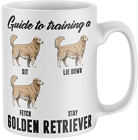 Purple Print House Funny Golden Retriever Mug Womens Golden Retriever Guide To Training Coffee and Tea Cup Birthday Gift for Golden Retriever Owner Men Women Puppy Dog Owners