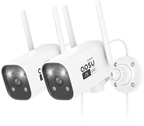 AOSU Trådlös utomhusövervakningskamera - 2K trådbunden utomhuskamera - 2,4 GHz/5 GHz tvåvägsljud