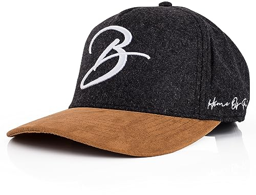 Blackskies® Script Baseball Cap | Unisex Luxury Premium Snapback Hat Mütze Kappe Flanell Synthetischer Wildleder Schirm Suede Charcoal