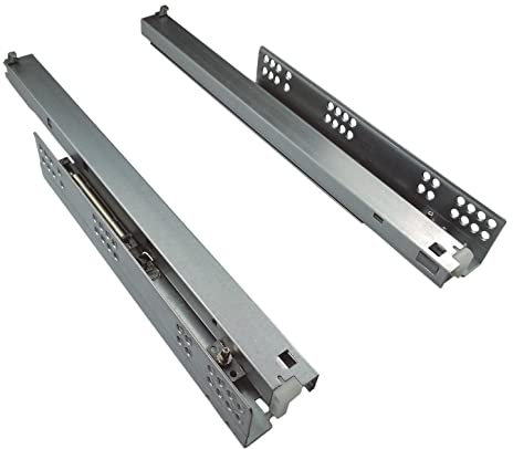 Guía Cajón Juego Guías, Carril Extracción Total, Guía Rodamientos Laterales 50 kg de Peso, con Regulación Lateral, Sistema Cierre Suave, para Cajones de Cocina y Armario (450MM)