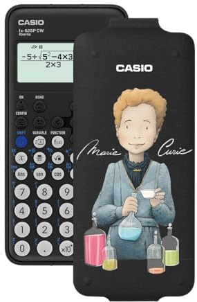Casio FX-82SP CW - Calculadora Científica, con Marie Curie ilustrada por Raquel Riba Rossy, Recomendada para el Curriculum Español y Portugués, 5 Idiomas, más de 300 Funciones, Color Gris Oscuro