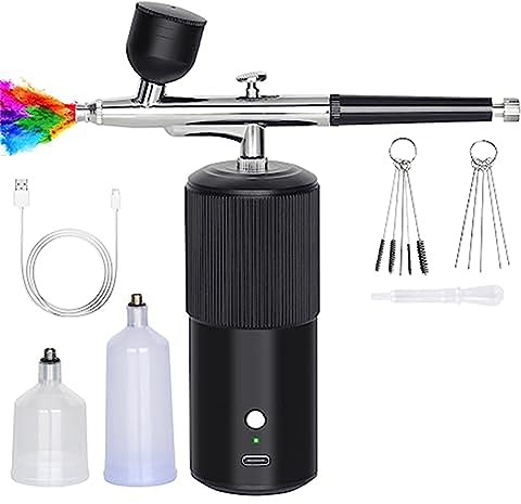 BOLAXHCA Airbrush Set Compresor Aerógrafo Portátil Recargable para Nail Art, Maquillaje B