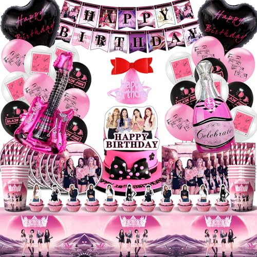 Decoración Blackpin para Cumpleaños - Kit de Fiesta con Globos, Vajilla y Servilletas