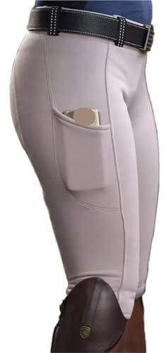 Pantalones Ecuestres Pantalones de equitación elásticos de Cintura Alta for Mujer y Hombre(White,S)