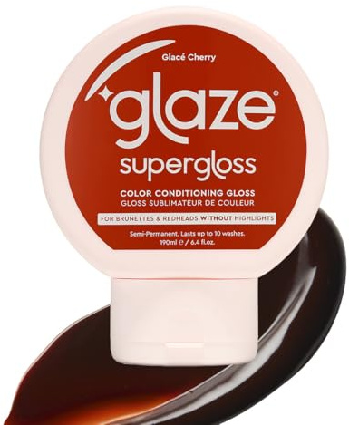 Glaze Supergloss Color Conditioning Gloss – Hydrating Semi-Permanent Color Hair Gloss & Shine Boost – 6.4 Fl Oz - Vibrant Red - Glace Cherry
